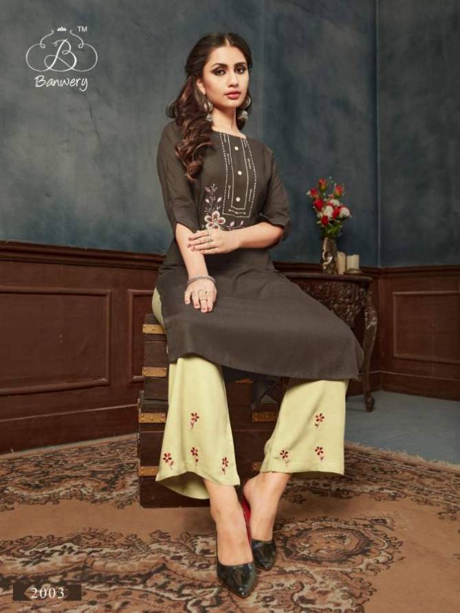 Banwery Kangana 2 Exclusive Fancy Designer Rayon With Embroidery Top With Bottom Collection
