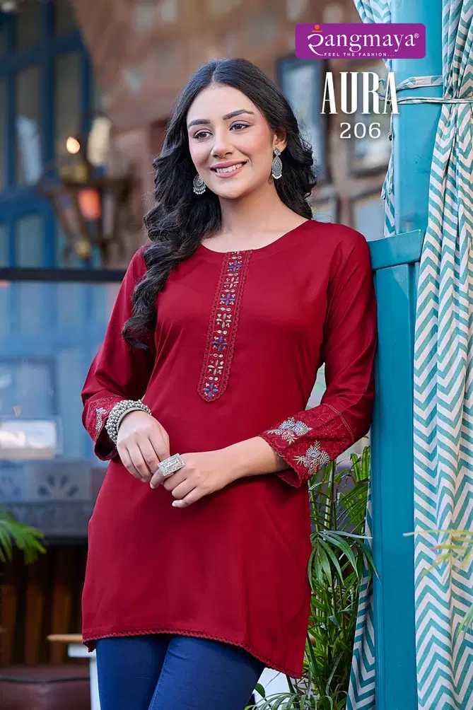 Aura Vol 2 By Rangmaya Rayon Tunic Ladies Top Exporters In India