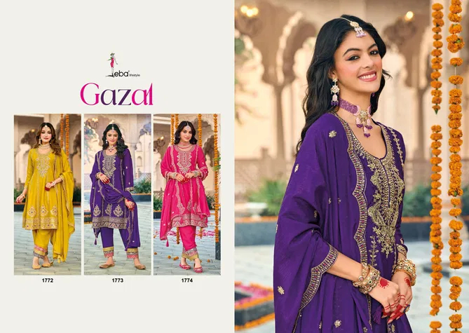 Gazal By Eba Chinon Embroidery Readymade Suits Suppliers In India