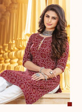 Kiana Bandhani 2 Latest Ethnic Wear Rayon And Cotton bandhani print Handwork Kurti With Bottom Collection