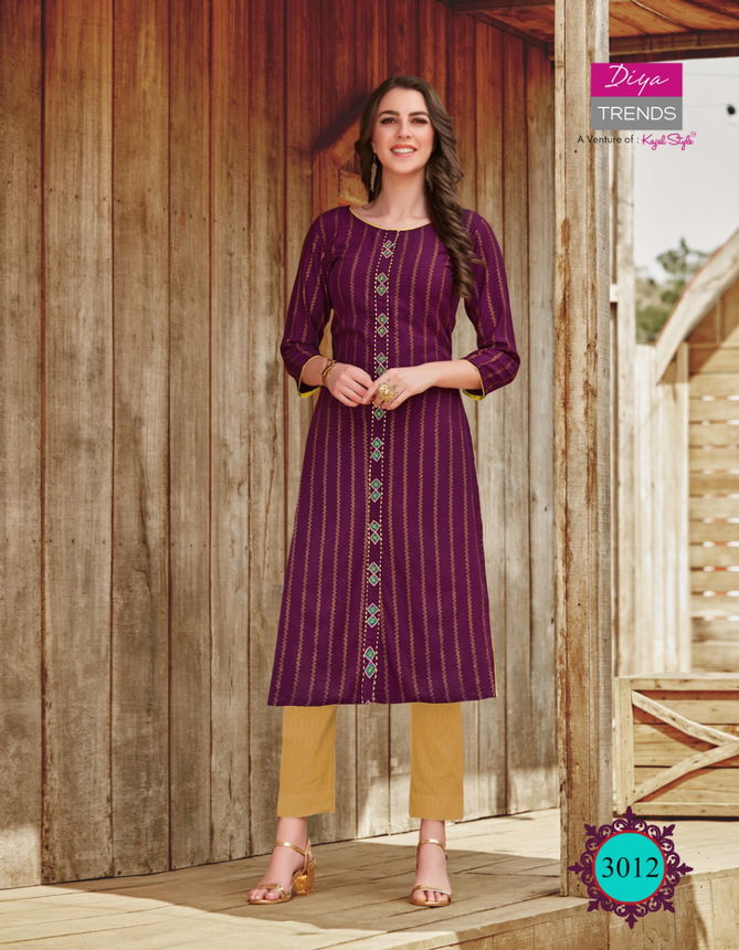 Victoria 3 Latest Fancy Designer Ethnic Wear Heavy Rayon Foil Print Designer Kurtis Collection
