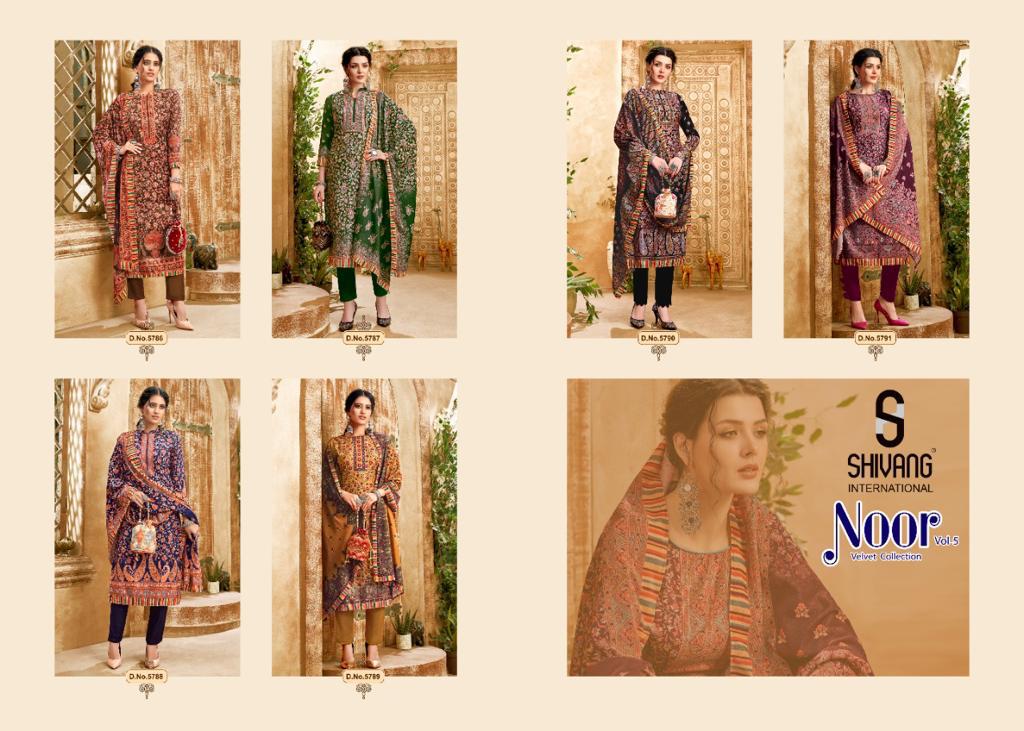 Noor Vol 5 By Shivang Velvet Digital Printed Salwar Kameez Online Wholesale