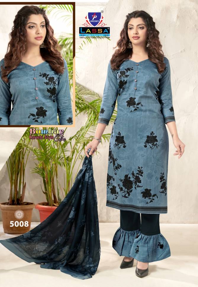 Lassa Bombay Cotton 5 Latest Fancy Designer Casual Regular Wear Karachi Special Cotton Printed Dress Material Collection
