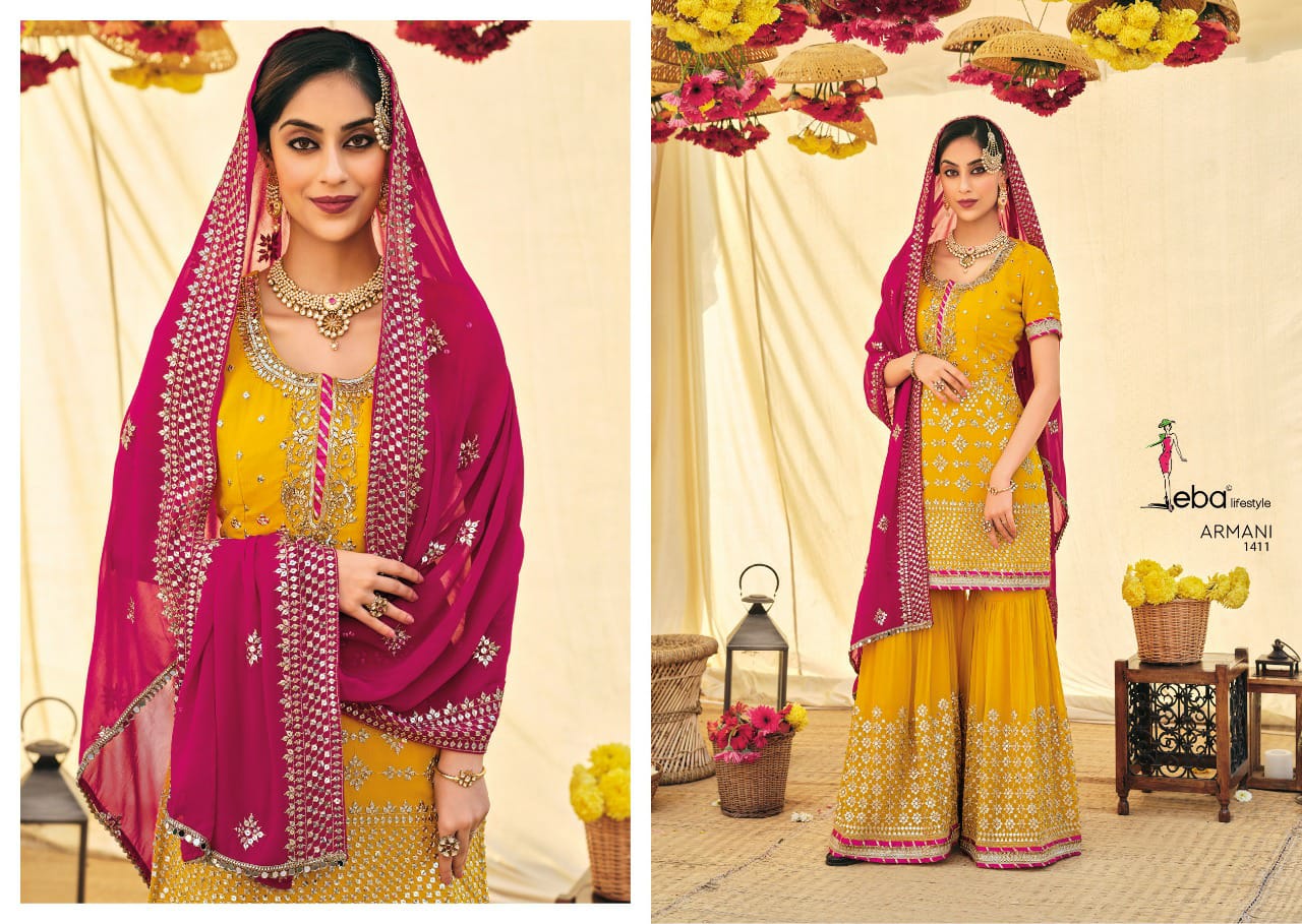 Eba Armani 2 Georgette Embroidery Heavy Wedding Wear Designer Salwar Kameez Collection