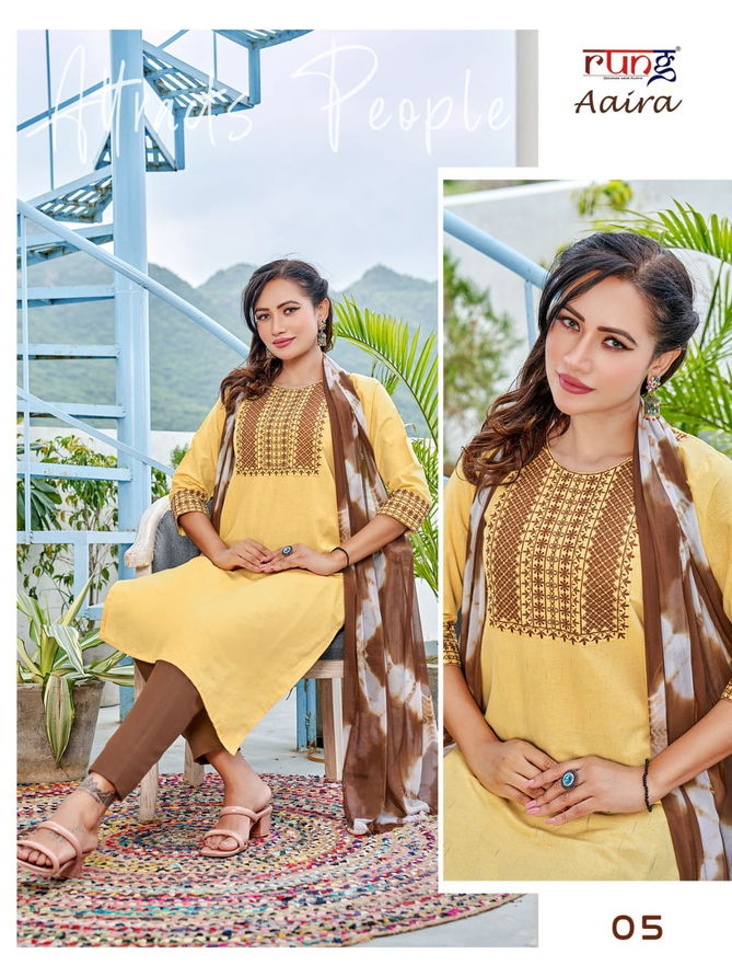 Aaira By Rung Cotton Designer Kurti With Bottom Dupatta Wholesale Clothing Suppliers In India