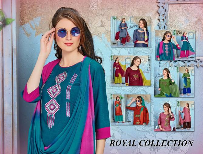 Latest Trendy Daiinty Regular Wear Ready Made Rayon Embroidered Plazzo Suit Collection 