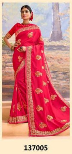 SAROJ KANGANA Fancy Festive Wear Heavy Designer Vichitra Silk With Embroidery Work On Border And Butta Saree Collection