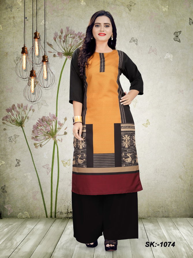 American Crepe 1 Latest Regular Casual Wear Digital Printed Heavy American Crepe Kurtis Collection
