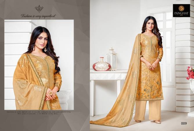 Panghat Senorita Cotton Silk Digital Print with Stylish Work Dress Materials Collection
