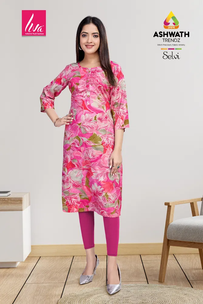 1 Selvi Ultra Premium Rayon Foil Printed Kurti Wholesale Market In Surat