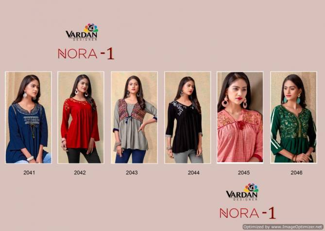 Vardan Nora 1 Latest Designer Party Wear Heavy Rayon Western Ladies Top Collection 