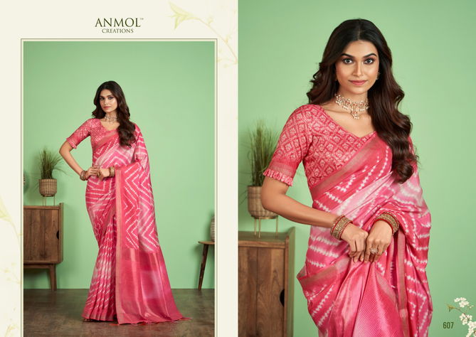 Tulip Vol 6 By Anmol Jute Silk Printed Sarees Catalog