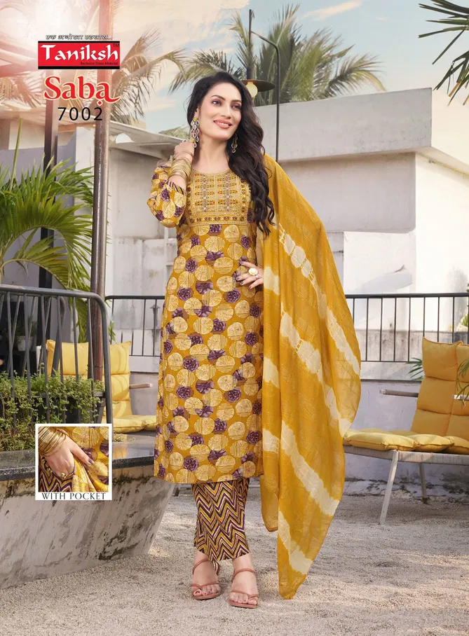 Saba Vol 7 By Taniksh Rayon Foil Printed Kurti With Bottom Dupatta Orders In India