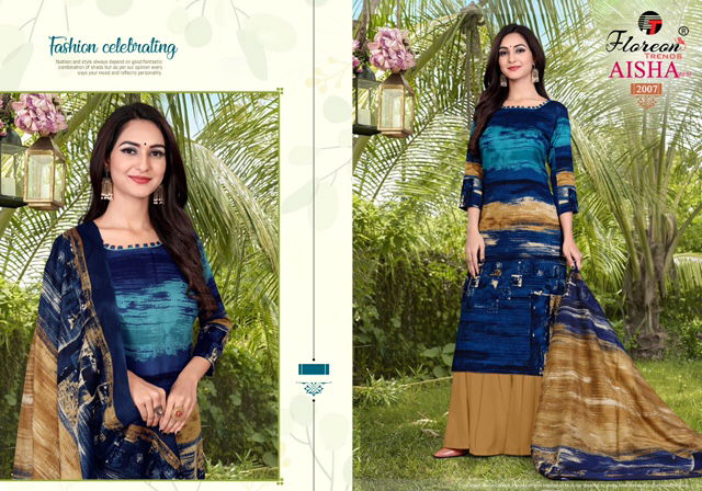 Floreon Aisha Vol-2 Designer Fancy Casual Wear Cotton Satin Printed Dress Material collection