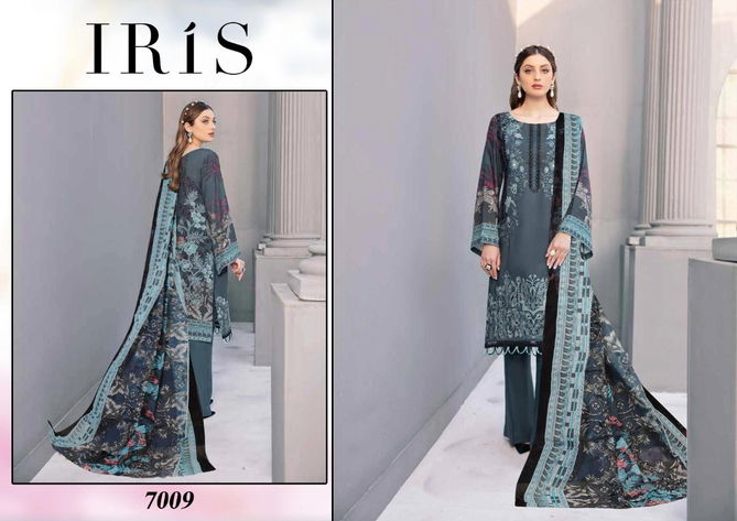 Iris 7 Printed Pure Cotton top With Mal Mal Dupatta Karachi Dress Material Collection
