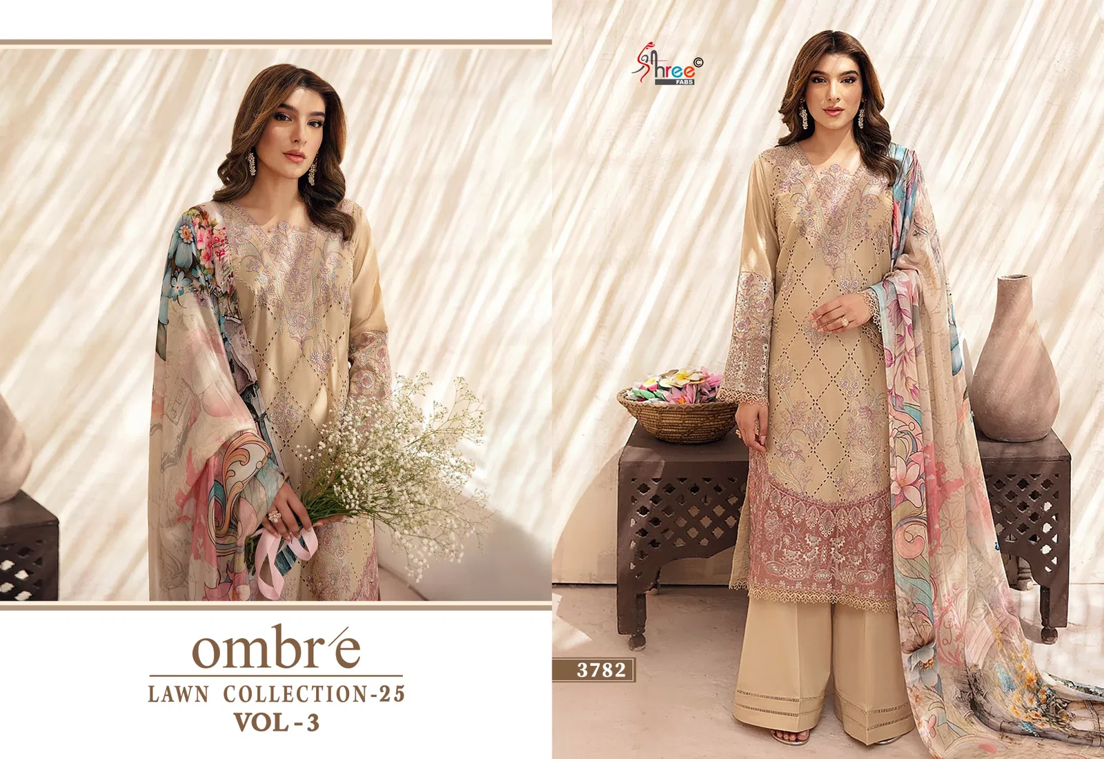 Ombre Lawn Collection 25 Vol 3 by Shree Cotton Dupatta Salwar Suits Suppliers In India