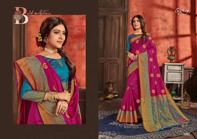 Saroj Shubh Muhurat Vol 2 Latest Exclusive Designer Festive Wear Embroidery Work Cotton Silk Sarees Collection

