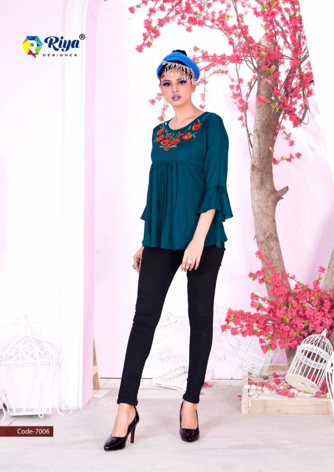 Riya Compass 7 Latest Casual Wear Embroidery Work Western Ladies Top Collection