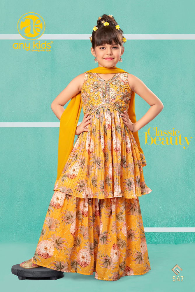 Any Kids 547 Georgette Girls Wear Alia Cut Sharara Suits