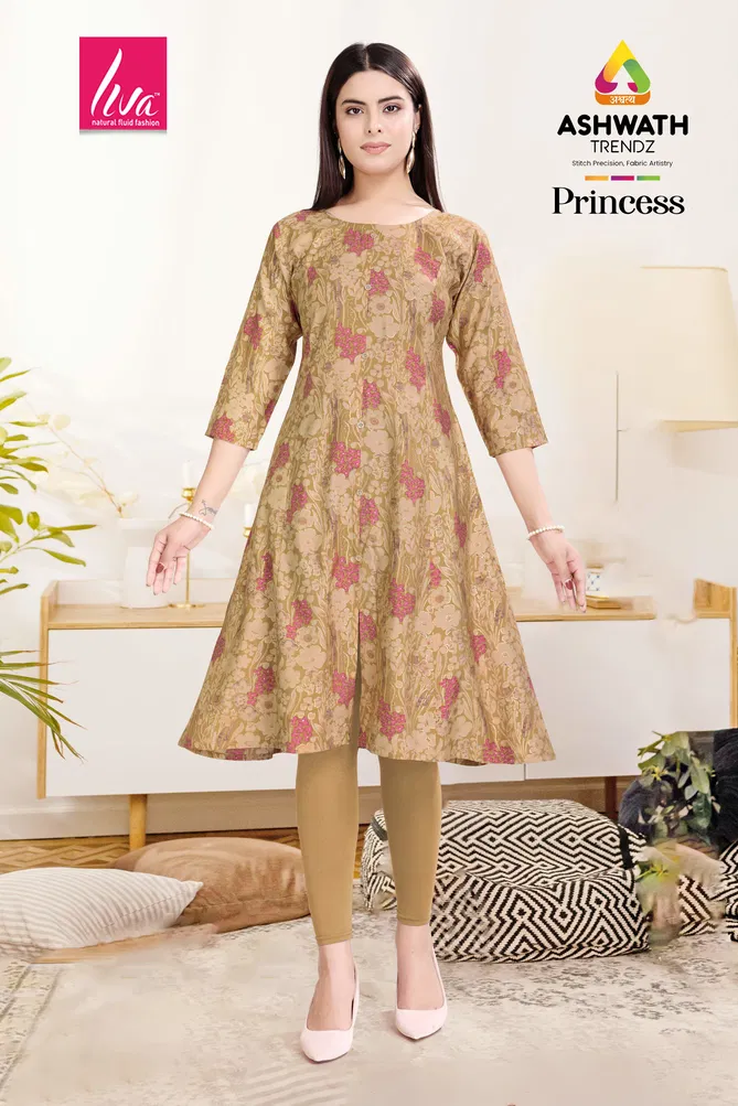 Princess Stylish Chanderi Foil Printed Kurti Wholesale Price In Surat