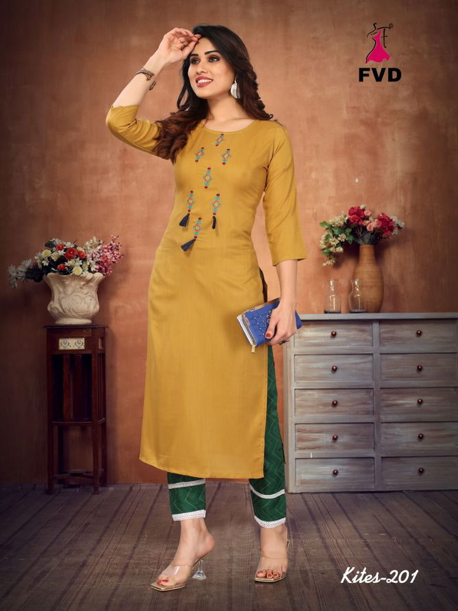 Kites 2 Fancy Ethnic Wear Rayon Kurti With Bottom Collection