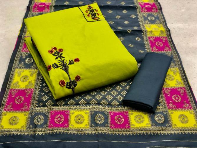Femina 2 Fancy Designer Casual Wear Cotton With Banarasi Jacquard Dupatta Dress Materials Collection
