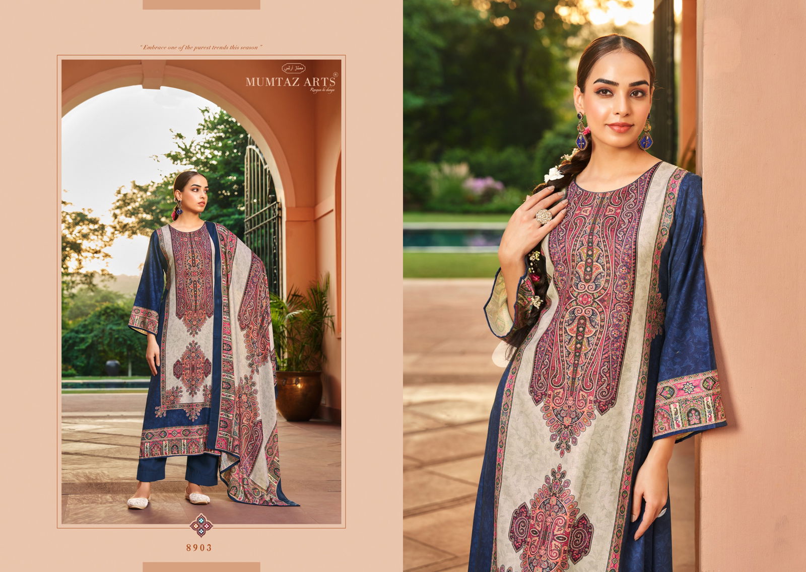 Shiringar By Mumtaz Pashmina Digital Printed Embroidery Dress Material Orders In India