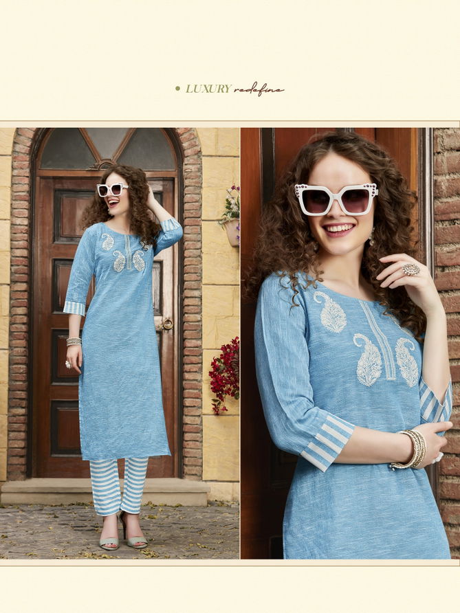 Syasii Thread Latest Fancy Designer Regular Wear Cotton With Embroidery Kurti With Bottom Collection
