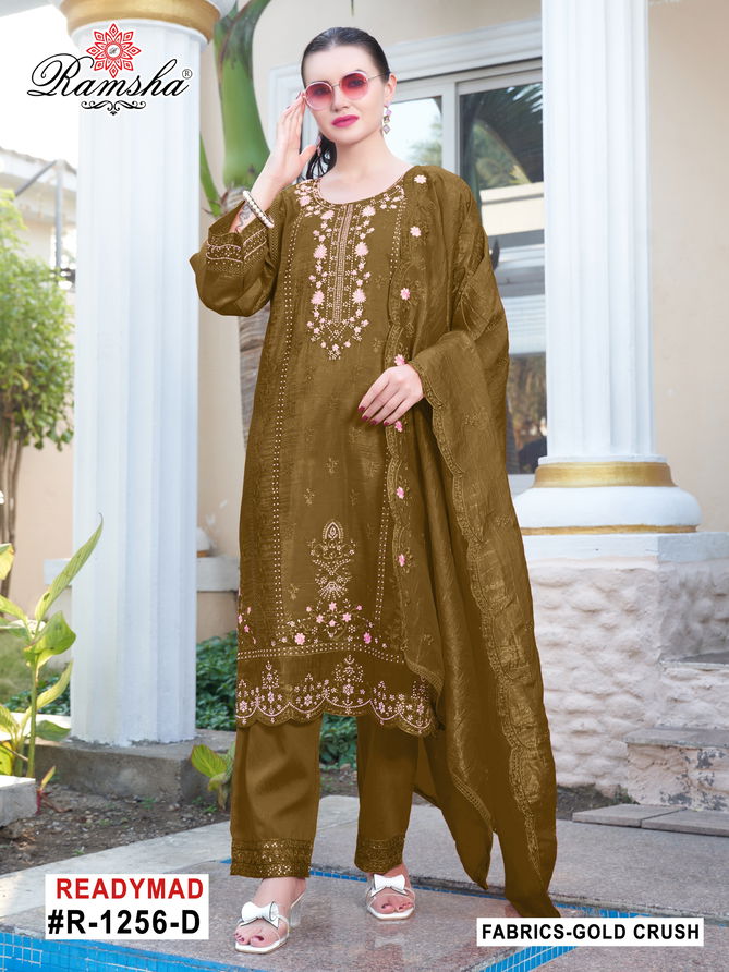 R 1256 Nx By Ramsha Gold Crush Readymade Suits Wholesalers In Delhi