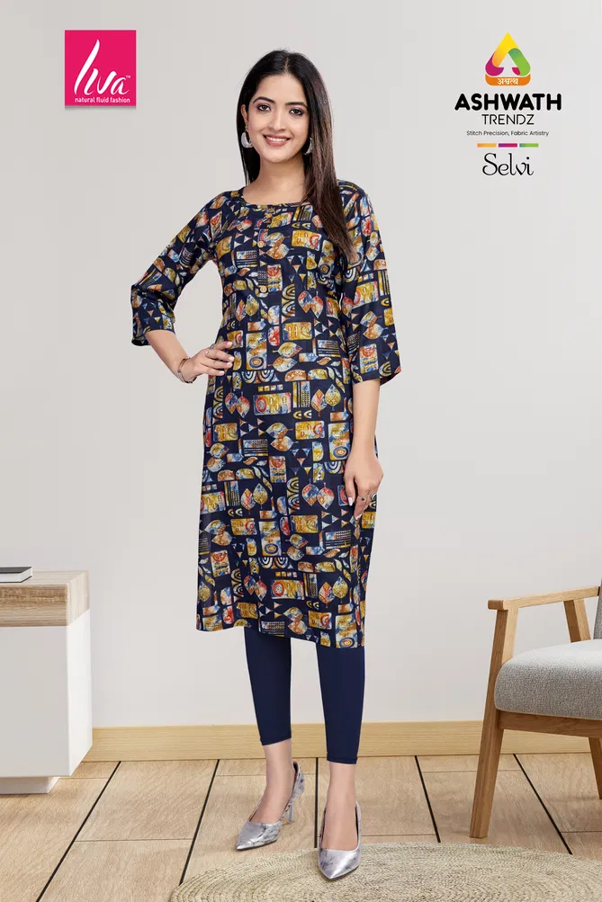 2 Selvi Ultra Premium Rayon Foil Printed Kurti Wholesalers In Delhi