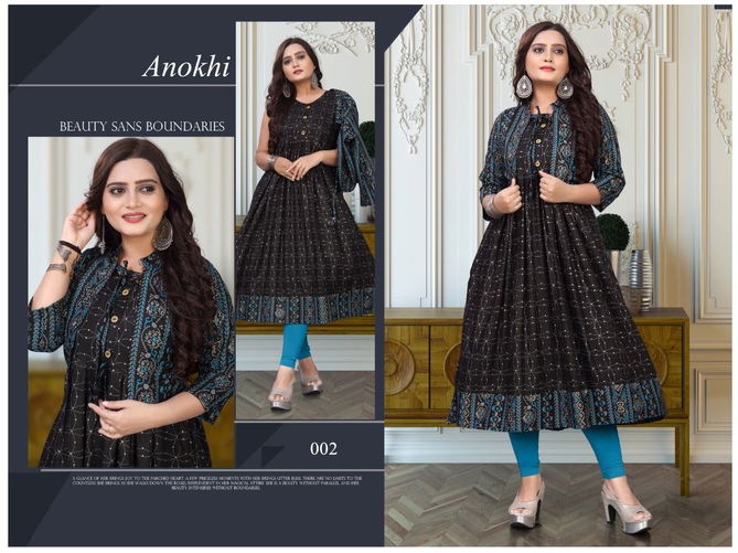 Akhand Jyot Anokhi New Ethnic Wear Rayon Printed Designer Kurti Collection