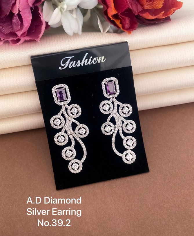 Ad Diamond Silver Earring Wholesale Online