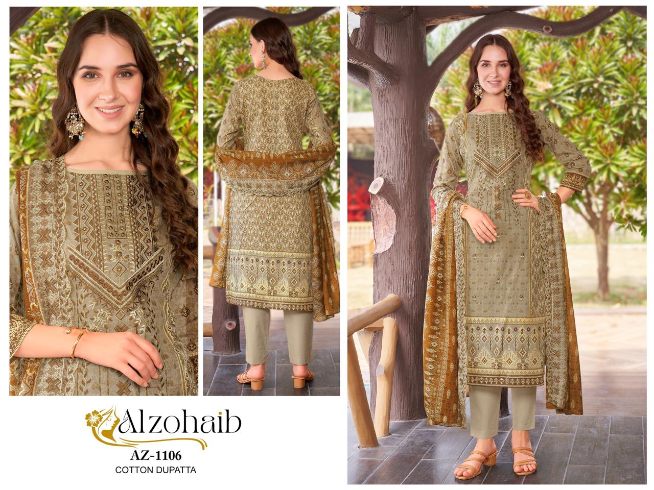 Alzohaib Az 1106 To 1108 Cotton Printed Pakistani Suits Orders In India