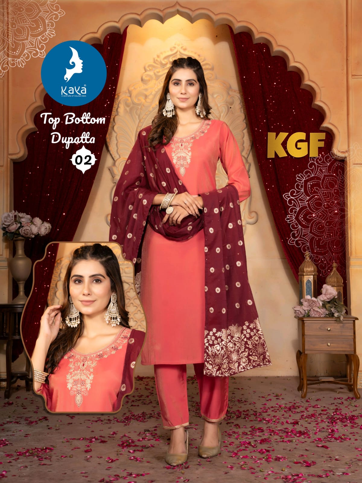 Kgf By Kaya Roman Shimmer Kurti With Bottom Dupatta Orders In India