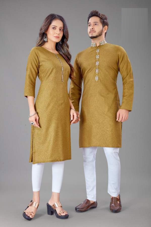 Sabella Couple Kurta 4 Designer Cotton Jacquard Couple Party Wear Kurta Collection
