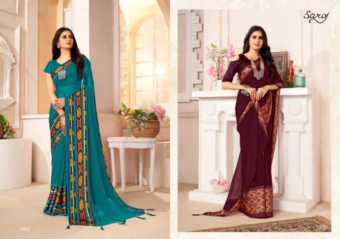 Saroj Suhani Soft Georgette Heavy Ethnic Wear Designer Printed Saree Collection
