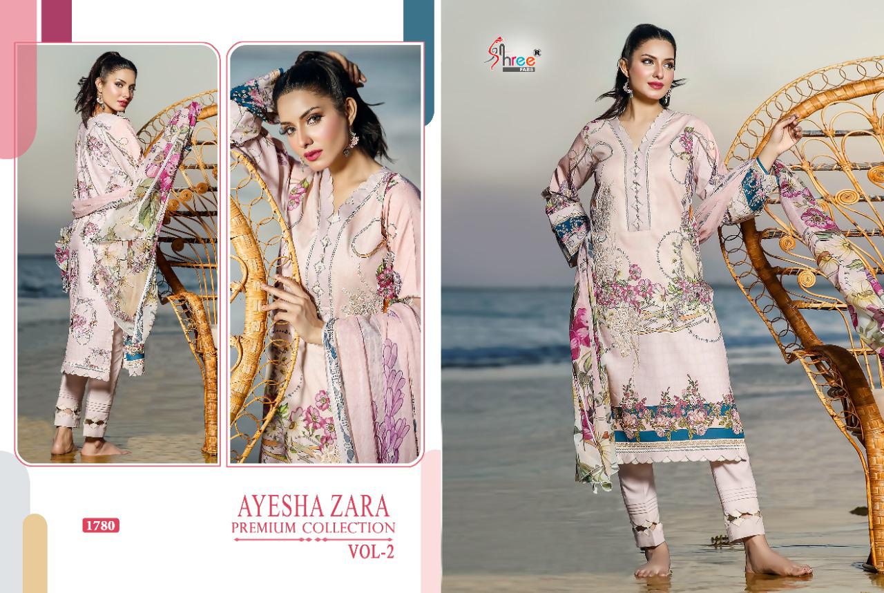 Shree Ayesha Zara Premium Collection 2 Fancy Latest Festive Wear Pure Cotton Print With Embroidery Pakistani Salwar Suits Collection
