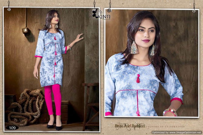 kinti ice cream Latest Designer Fancy Regular Denim Wear Kurtis Collection