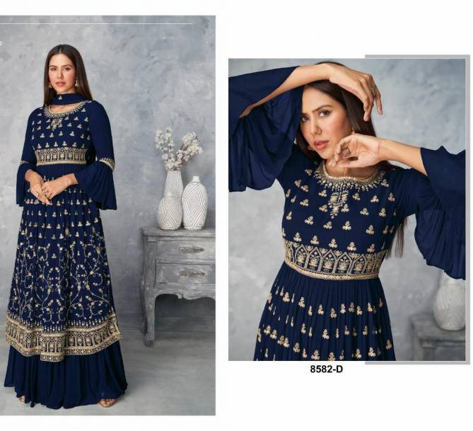 Hit 8582 Colors Heavy Wedding Wear Georgette Embroidery Latest Salwar Kameez Collection