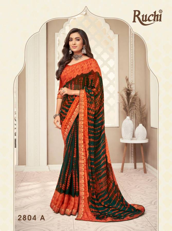 RUCHI BAHAAR Chiffon Satin Border Less Designer Daily Wear Printed Sarees Collections