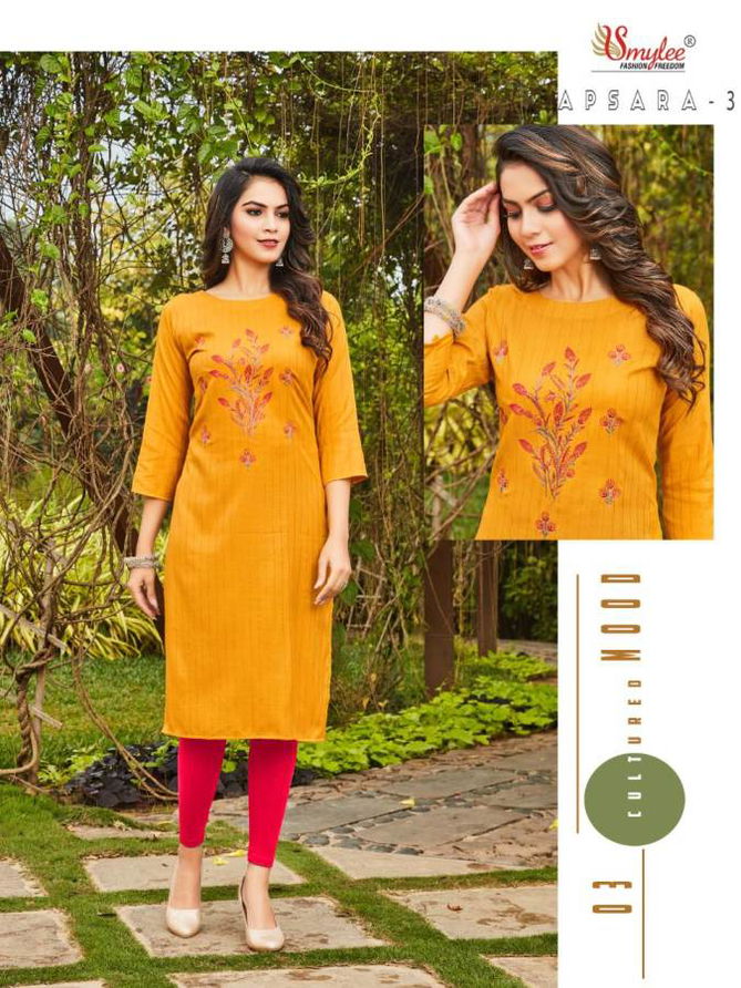 Smylee Apsara 3 Ethnic Wear Rayon Embroidery Designer Latest Kurti Collection