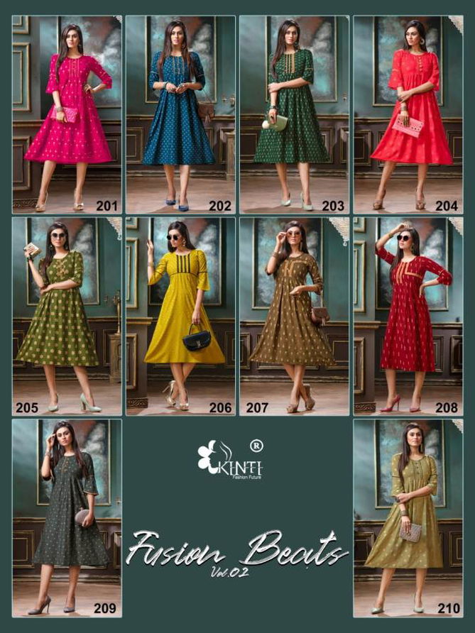 Kinti Fusion Beats Vol 2 Latest Golden Print Heavy Rayon Designer Kurtis Collection 