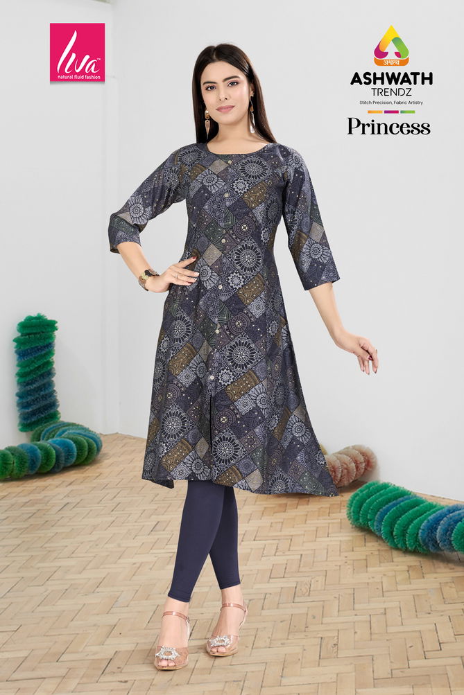 Princess Stylish Chanderi Foil Printed Kurti Wholesale Price In Surat