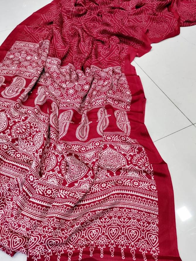 Kgm Function Wear Bandhani Printed Silk Saree Wholesale Suppliers In Mumbai