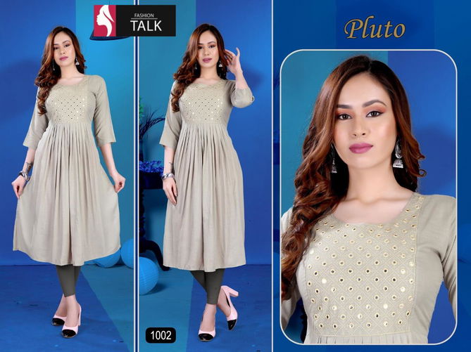 Ft Pluto Flair Style Designer Latest Fancy Festive Wear Rayon Slub Kurtis Collection
