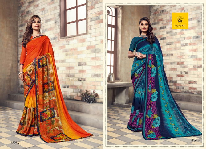 Hirva Meera Fancy Latest Designer Regular Casual Wear Printed Georgette Sarees Collection
