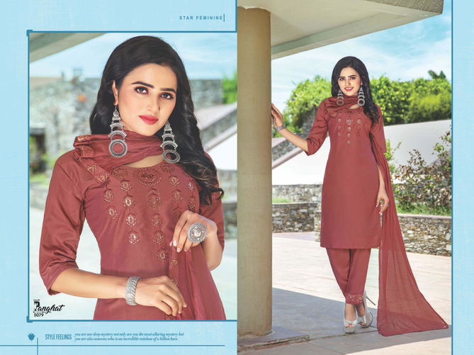 PANGHAT VOL 05 Latest Fancy Designer Stylish Festive Wear Chinnon Silk Readymade Salwar Suit Collection