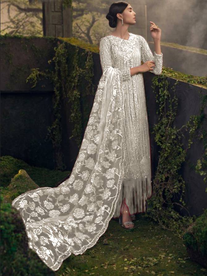 Al Zara Sana Safinaz Gold Latest fancy wedding Wear Soft Net With Heavy Embroidery and sequence work Pakistani Salwar Suits Collection