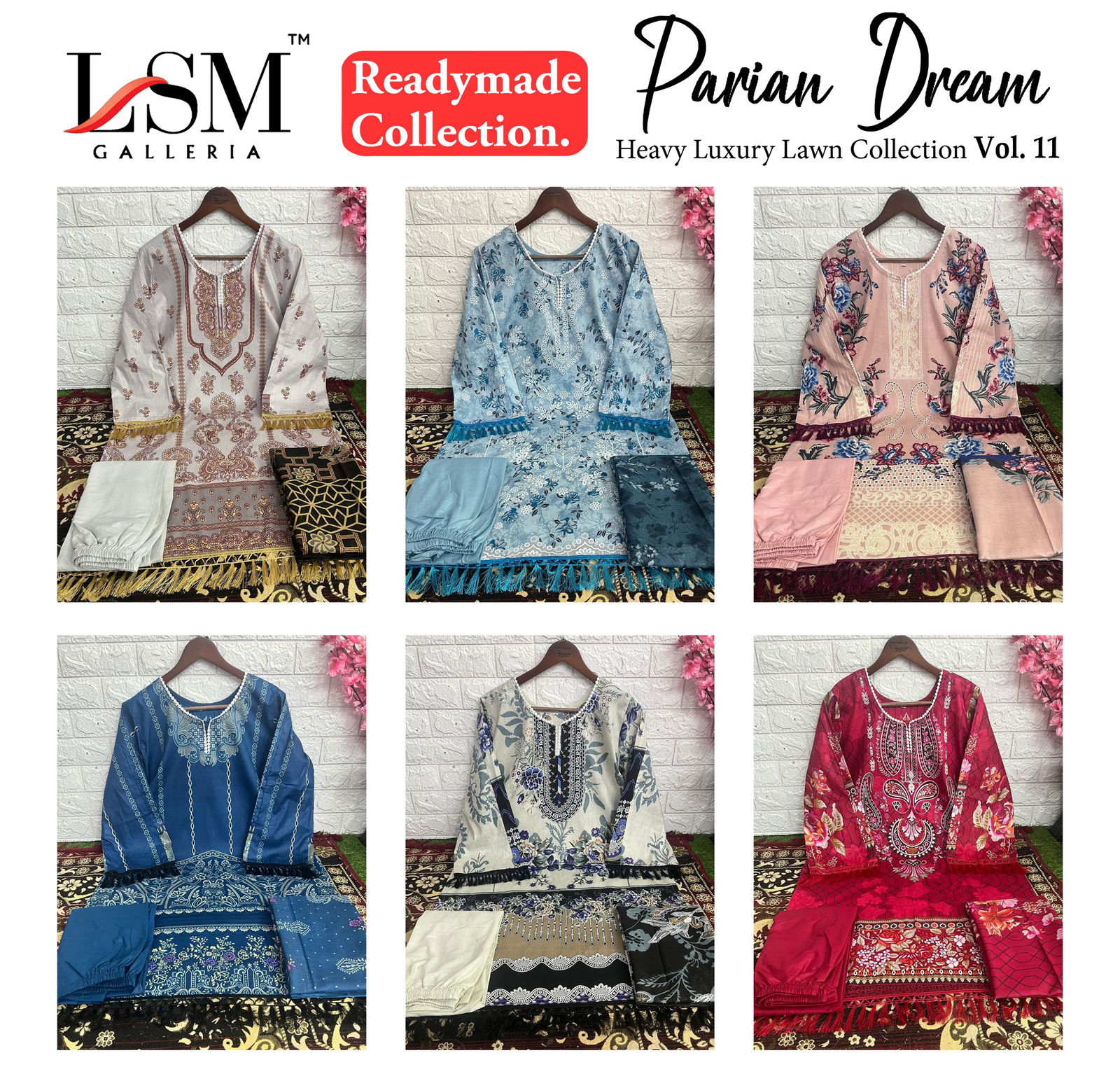 Lsm Parian Dream Vol 11 Lawn Cotton Pakistani Readymade Suits Wholesale Market In Surat