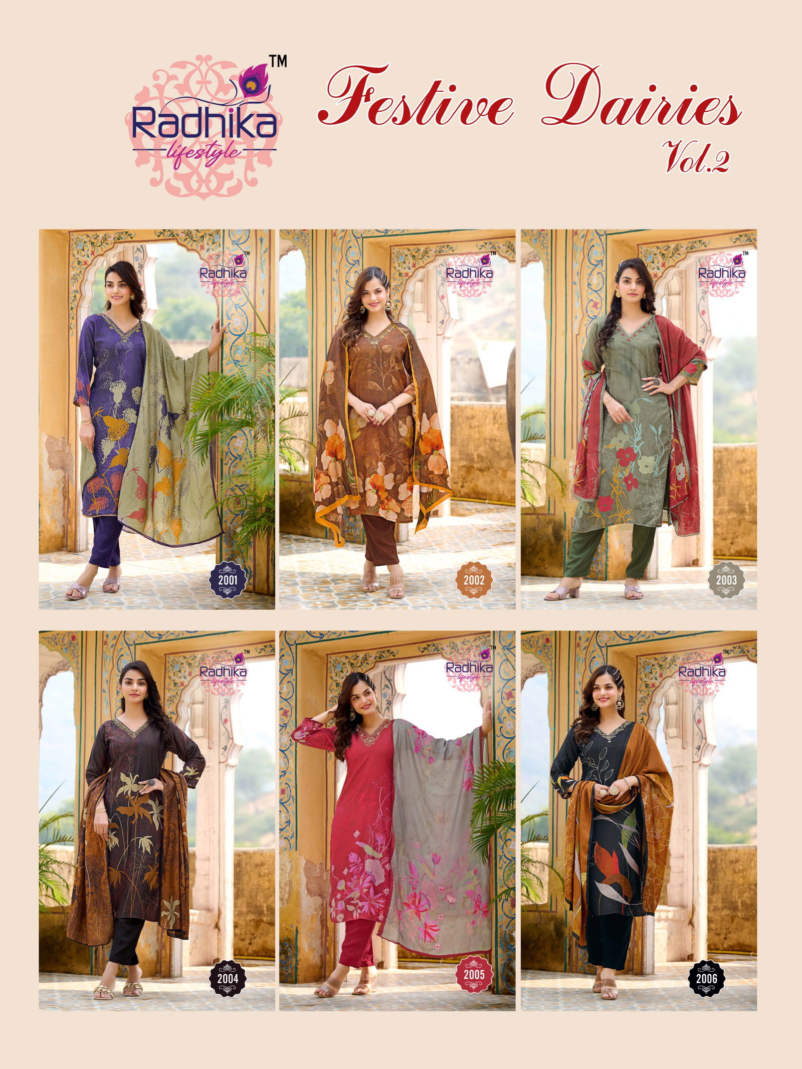 Festive Diaries Vol 2 By Radhika Shimmer Designer Kurti With Bottom Dupatta Suppliers In India